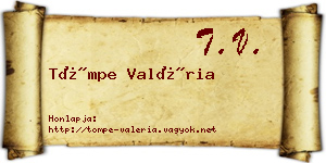 Tömpe Valéria névjegykártya